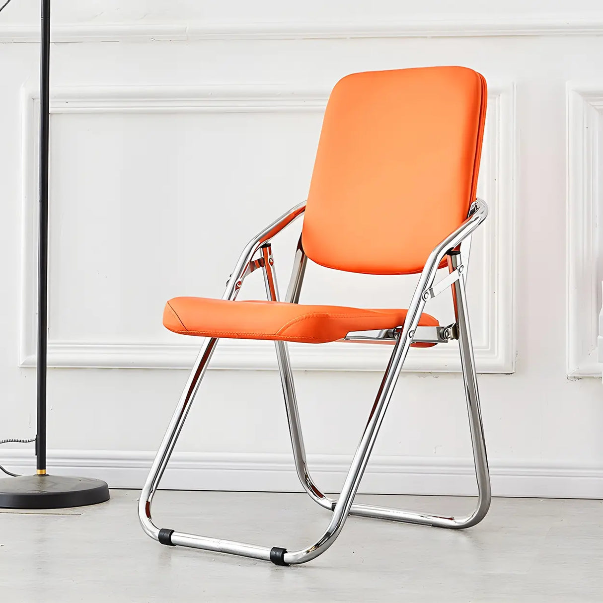 Foldable Metal Dining Side Chair with Silver Leg Image - 31
