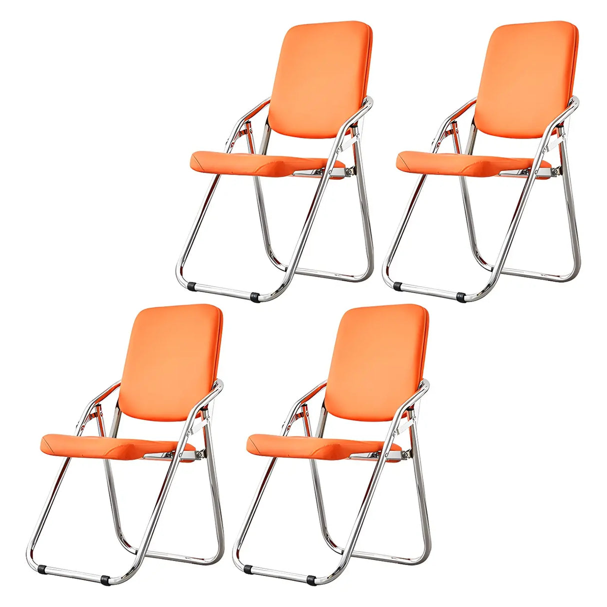 Foldable Metal Dining Side Chair with Silver Leg Image - 33