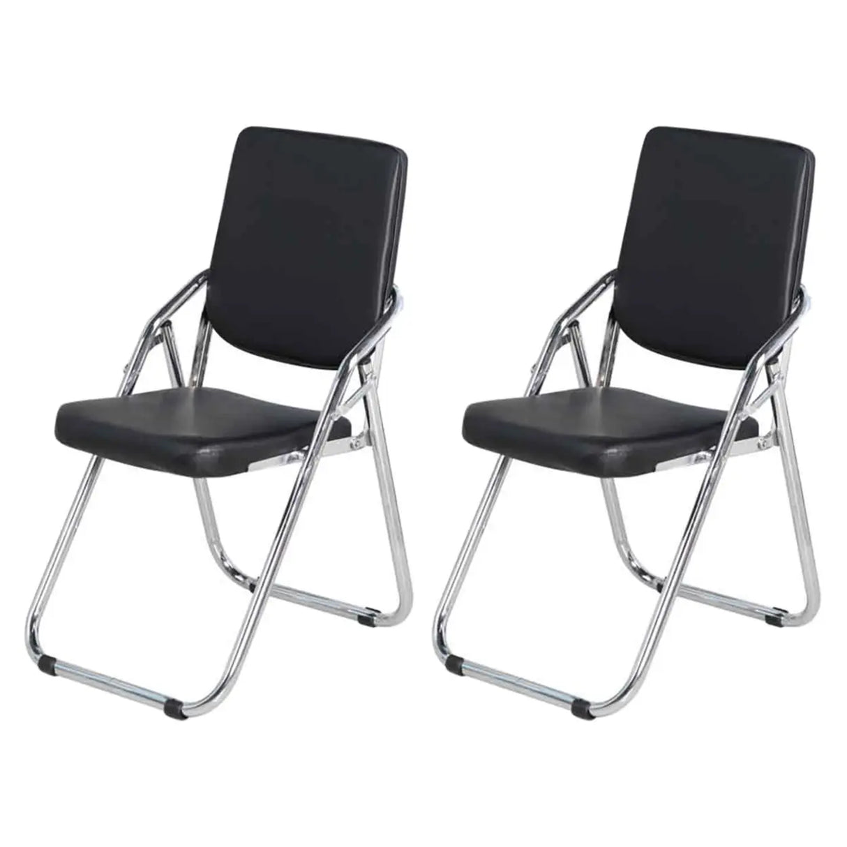 Foldable Metal Dining Side Chair with Silver Leg Image - 35
