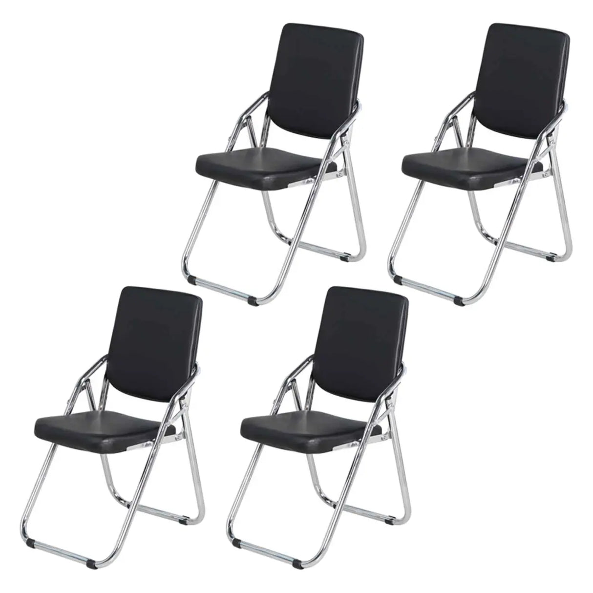 Foldable Metal Dining Side Chair with Silver Leg Image - 36