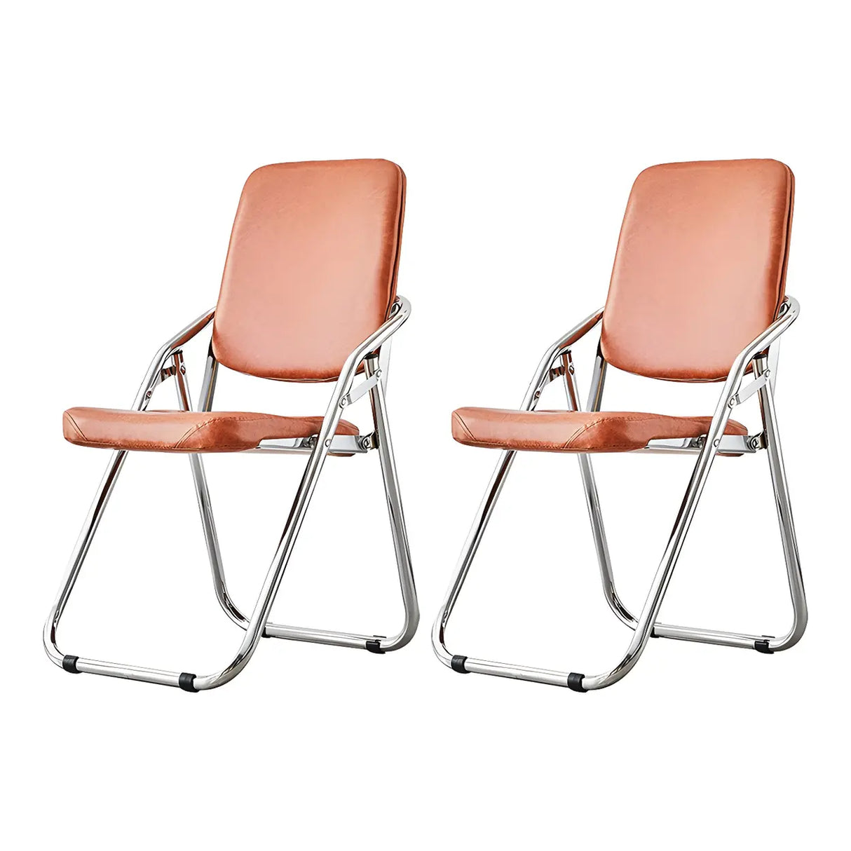 Foldable Metal Dining Side Chair with Silver Leg Image - 38