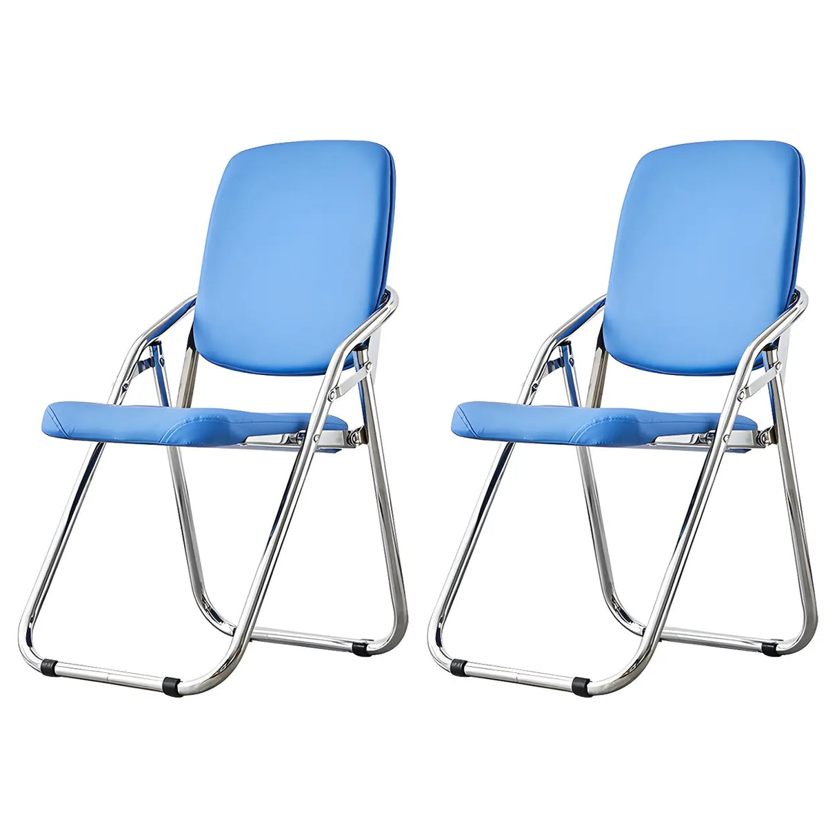 Foldable Metal Dining Side Chair with Silver Leg Image - 41