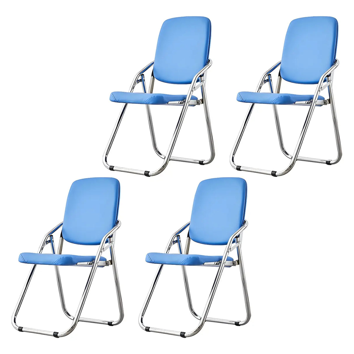 Foldable Metal Dining Side Chair with Silver Leg Image - 42