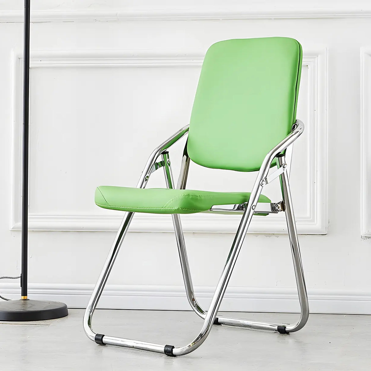 Foldable Metal Dining Side Chair with Silver Leg Image - 43