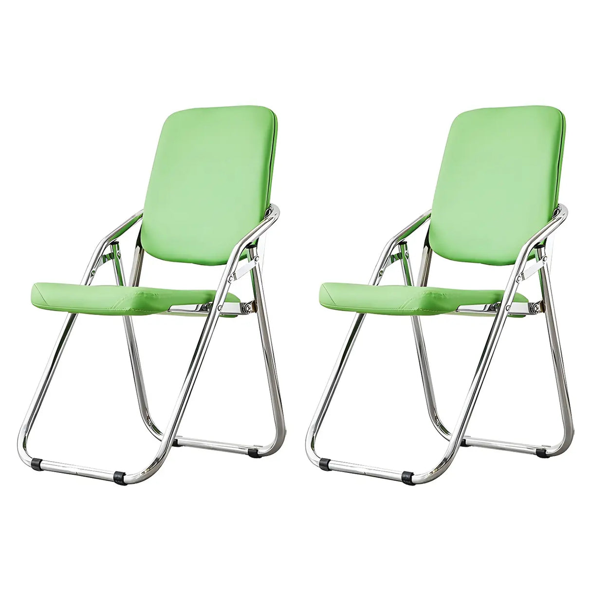 Foldable Metal Dining Side Chair with Silver Leg Image - 44