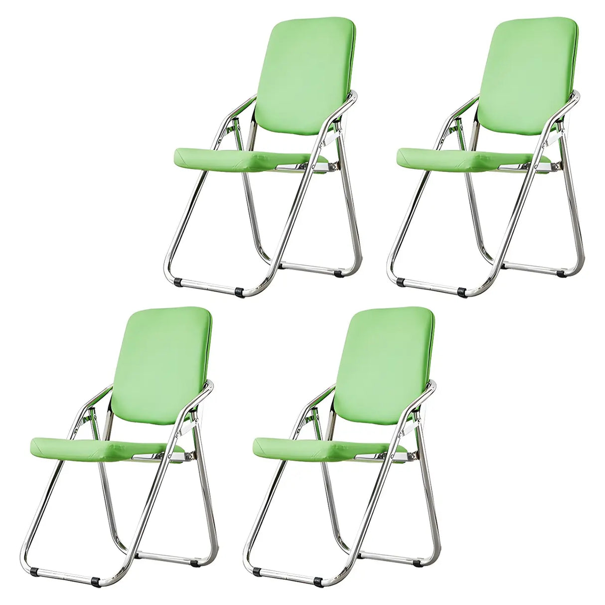 Foldable Metal Dining Side Chair with Silver Leg Image - 45