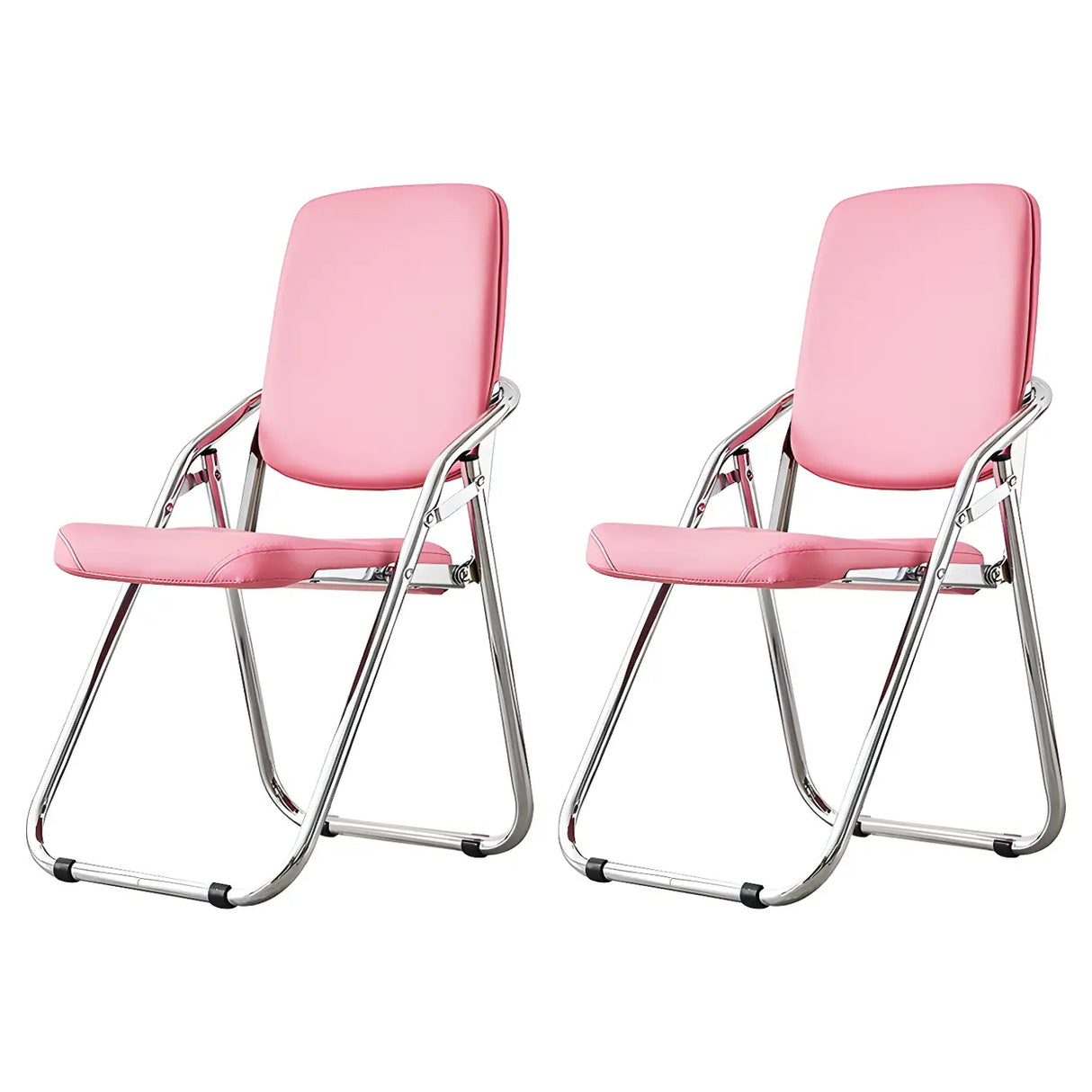 Foldable Metal Dining Side Chair with Silver Leg Image - 47