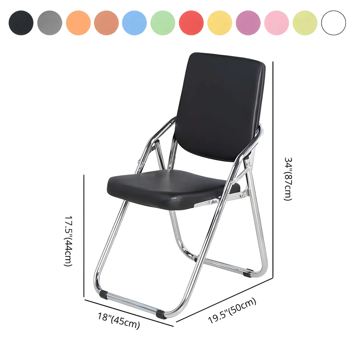 Foldable Metal Dining Side Chair with Silver Leg