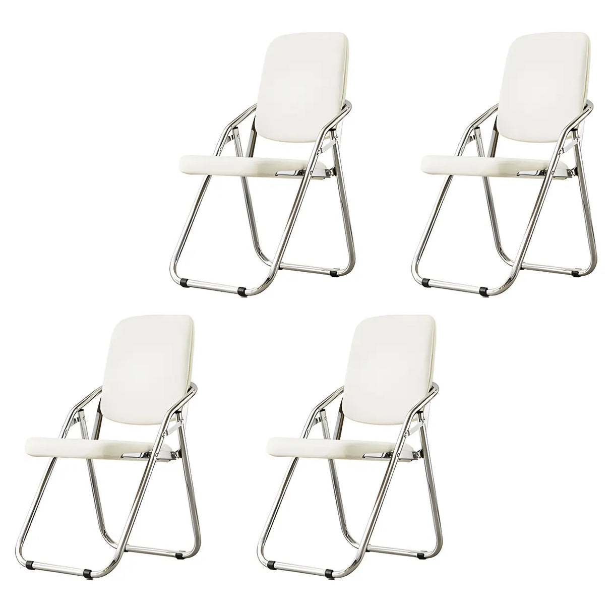 Foldable Metal Dining Side Chair with Silver Leg Image - 5