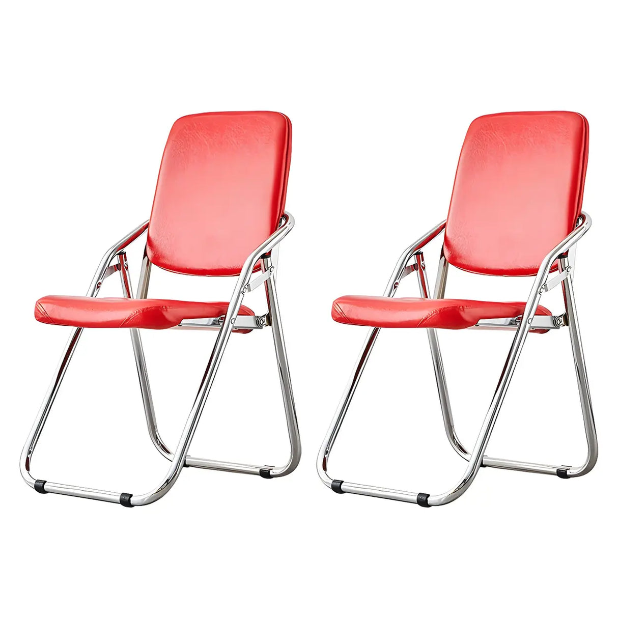 Foldable Metal Dining Side Chair with Silver Leg Image - 9