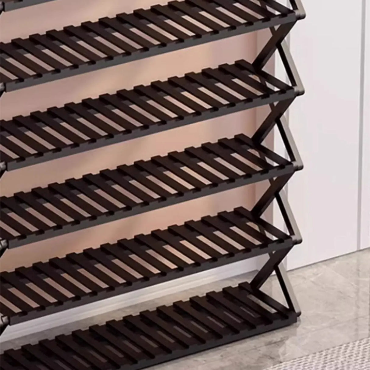 Foldable Metal Entryway Black Free Standing Shoe Rack Image - 14