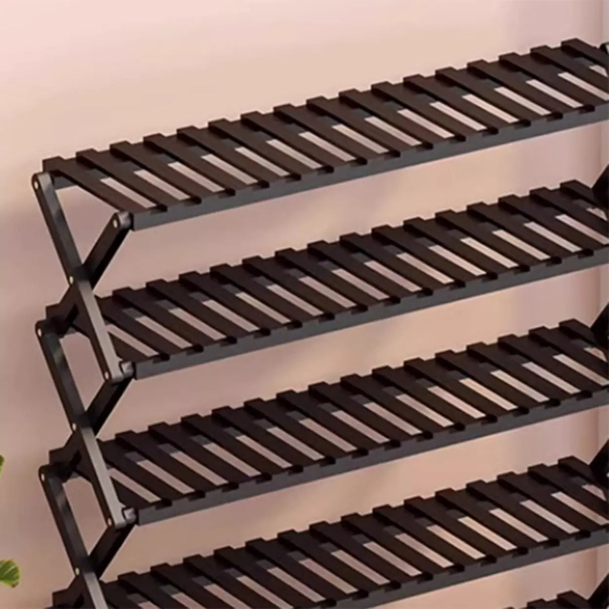 Foldable Metal Entryway Black Free Standing Shoe Rack Image - 15