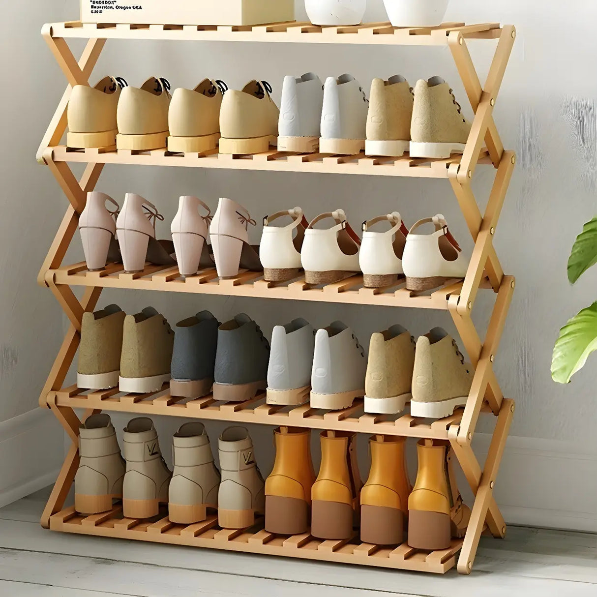 Foldable Metal Entryway Black Free Standing Shoe Rack Image - 23