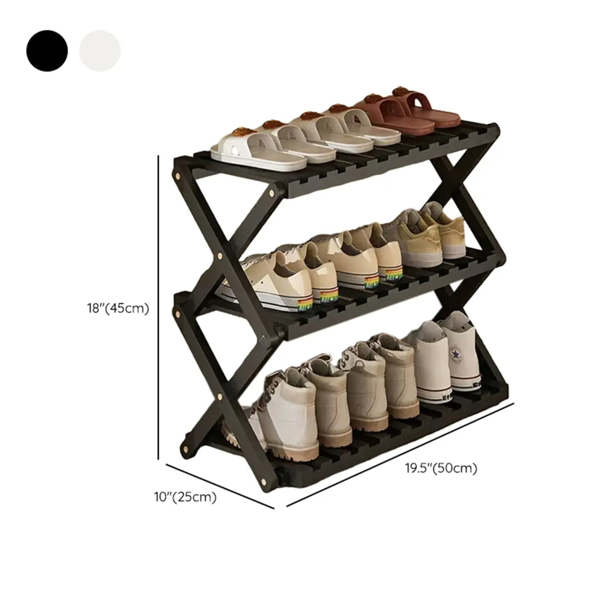 Foldable Metal Entryway Black Free Standing Shoe Rack