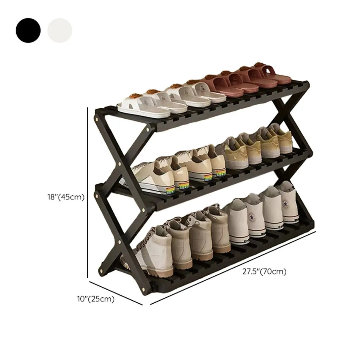Foldable Metal Entryway Black Free Standing Shoe Rack Image - 49