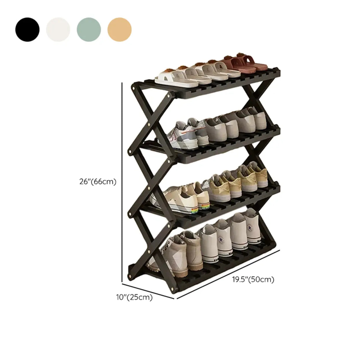 Foldable Metal Entryway Black Free Standing Shoe Rack Image - 50