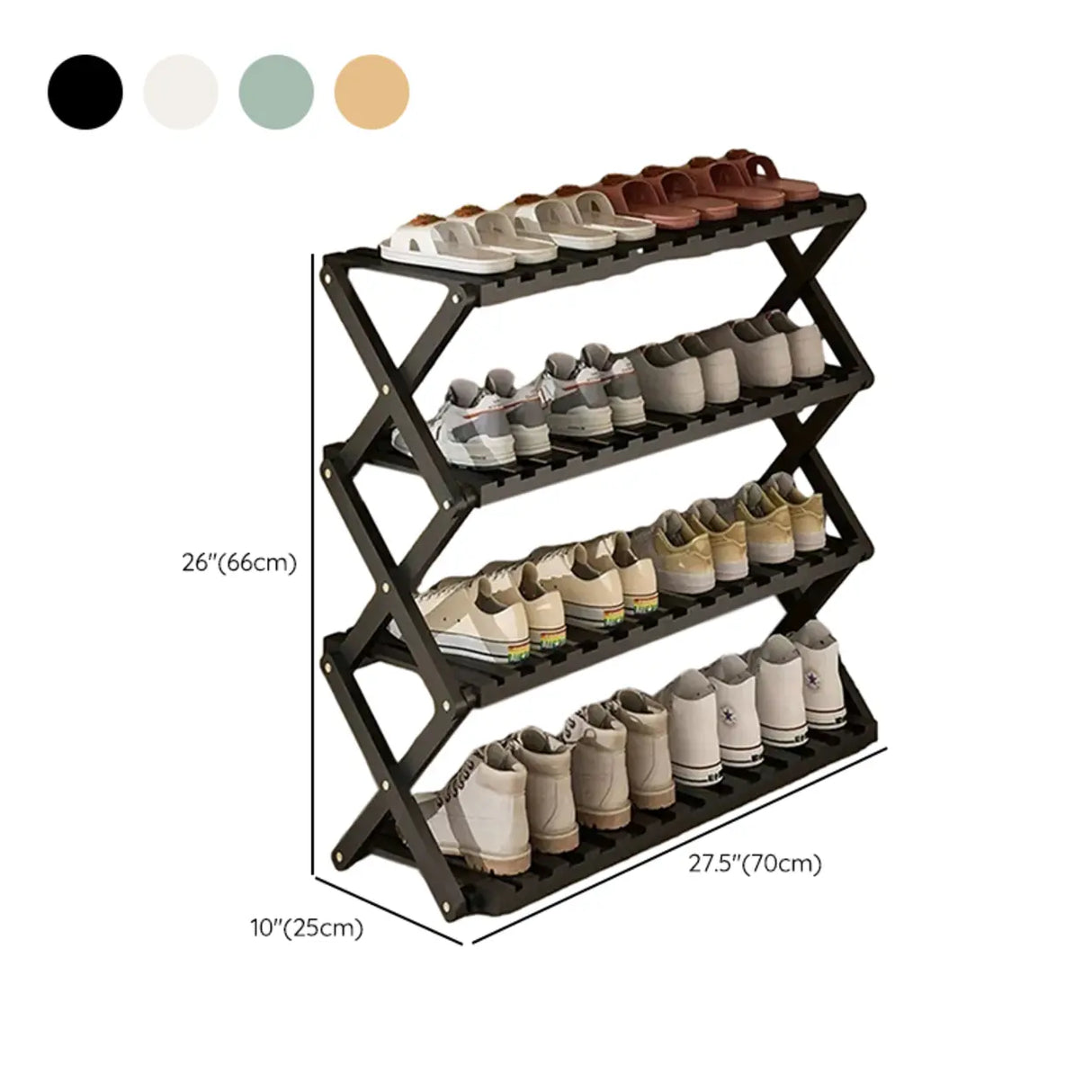 Foldable Metal Entryway Black Free Standing Shoe Rack Image - 51