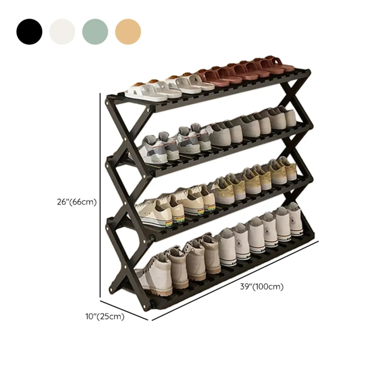 Foldable Metal Entryway Black Free Standing Shoe Rack Image - 52