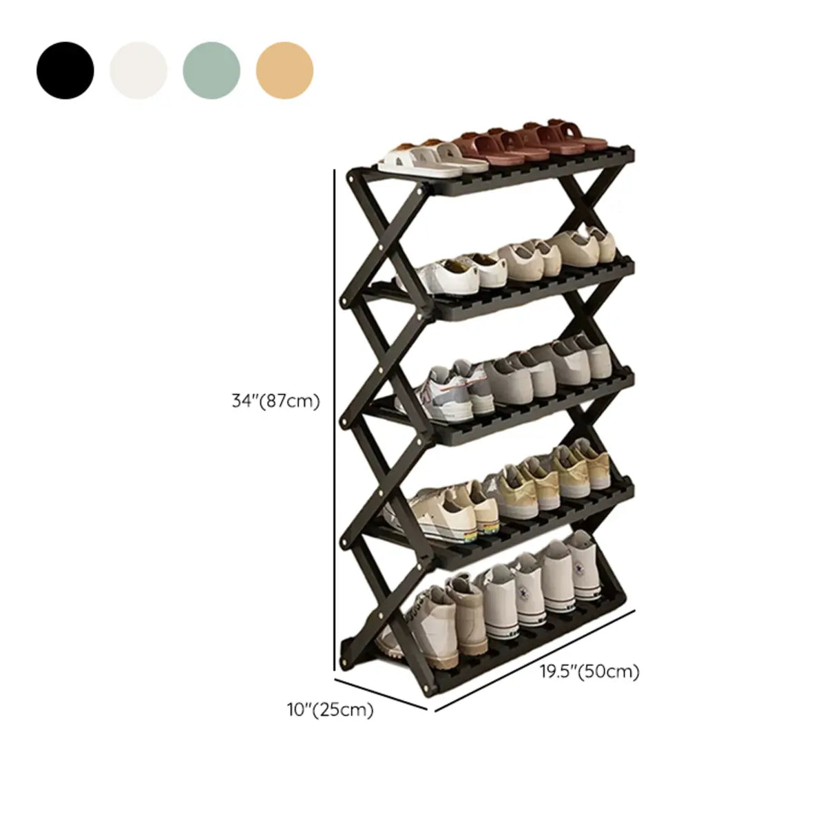 Foldable Metal Entryway Black Free Standing Shoe Rack Image - 53