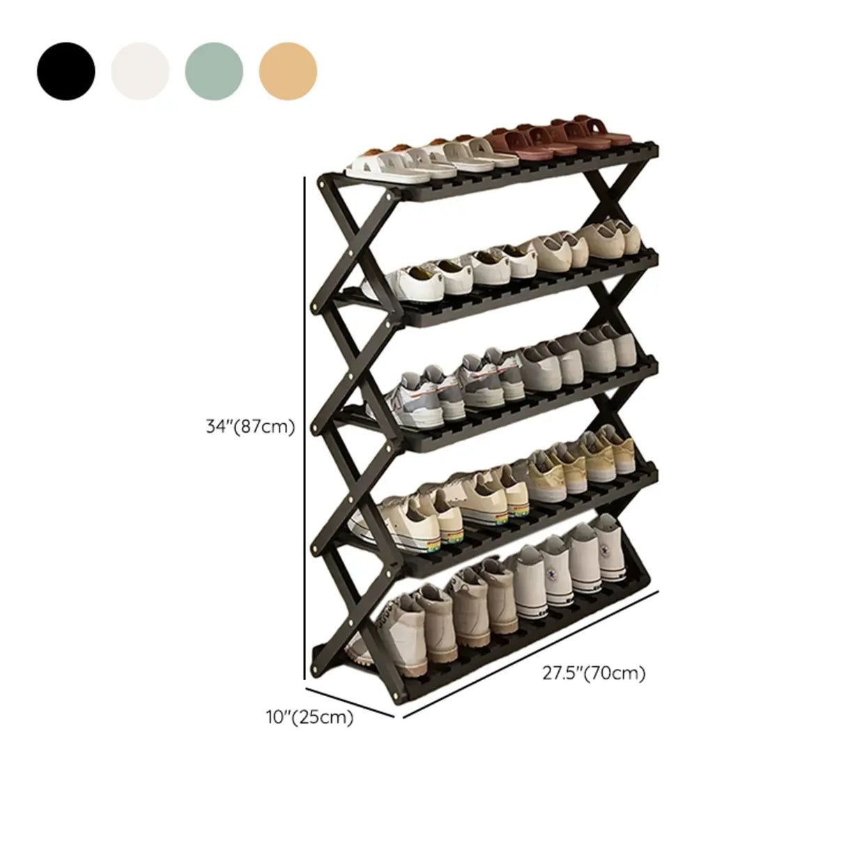 Foldable Metal Entryway Black Free Standing Shoe Rack Image - 54