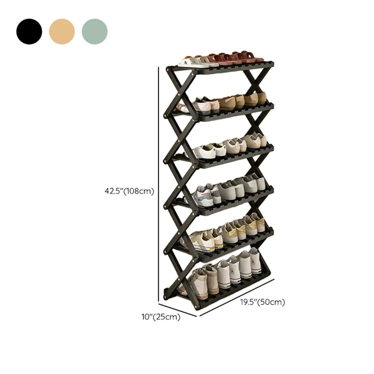 Foldable Metal Entryway Black Free Standing Shoe Rack Image - 56