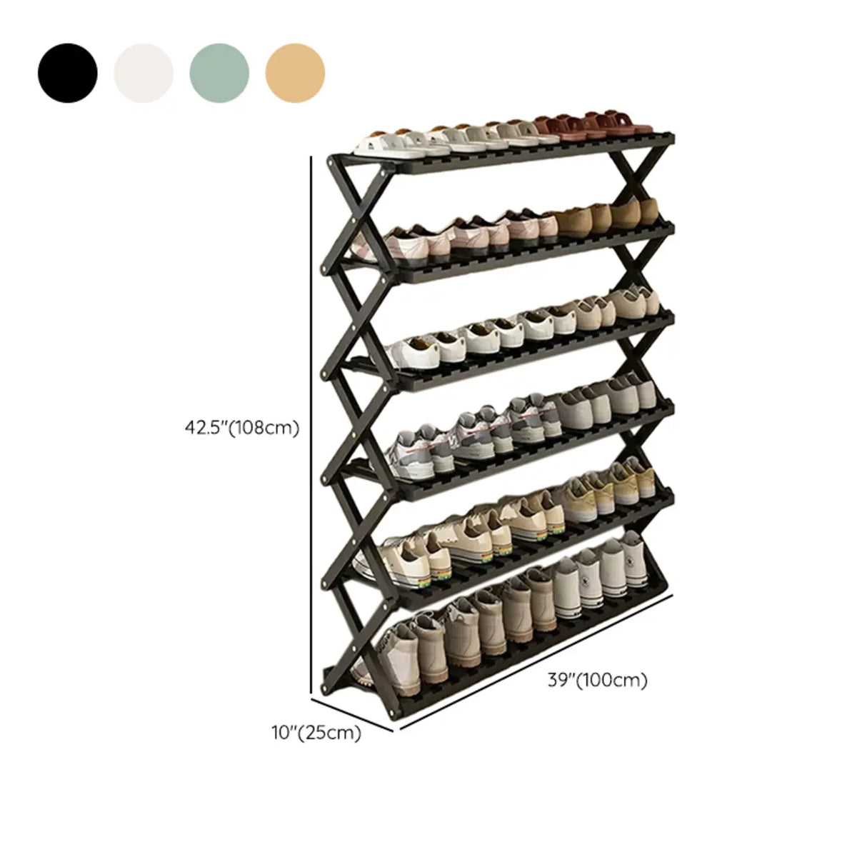 Foldable Metal Entryway Black Free Standing Shoe Rack Image - 58