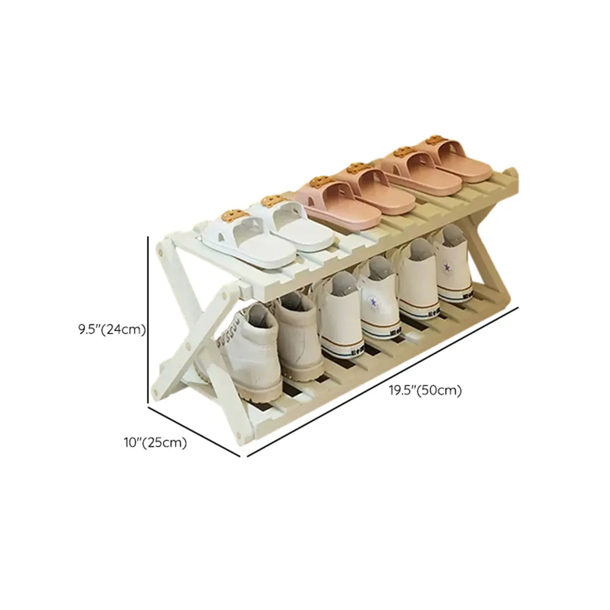 Foldable Metal Entryway Black Free Standing Shoe Rack Image - 59