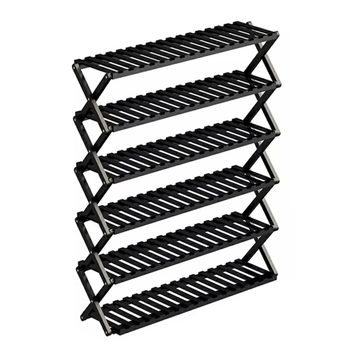 Foldable Metal Entryway Black Free Standing Shoe Rack Image - 9