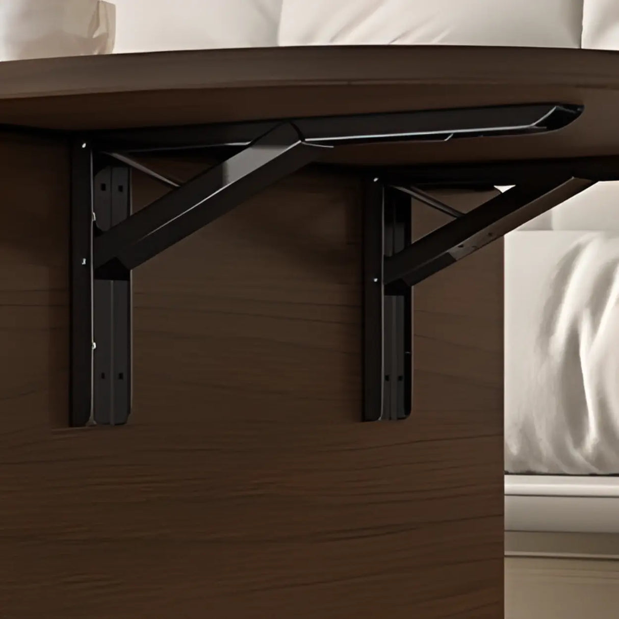 Foldable Oval Brown Wood Drawer Coffee Table with Wheel Image - 9