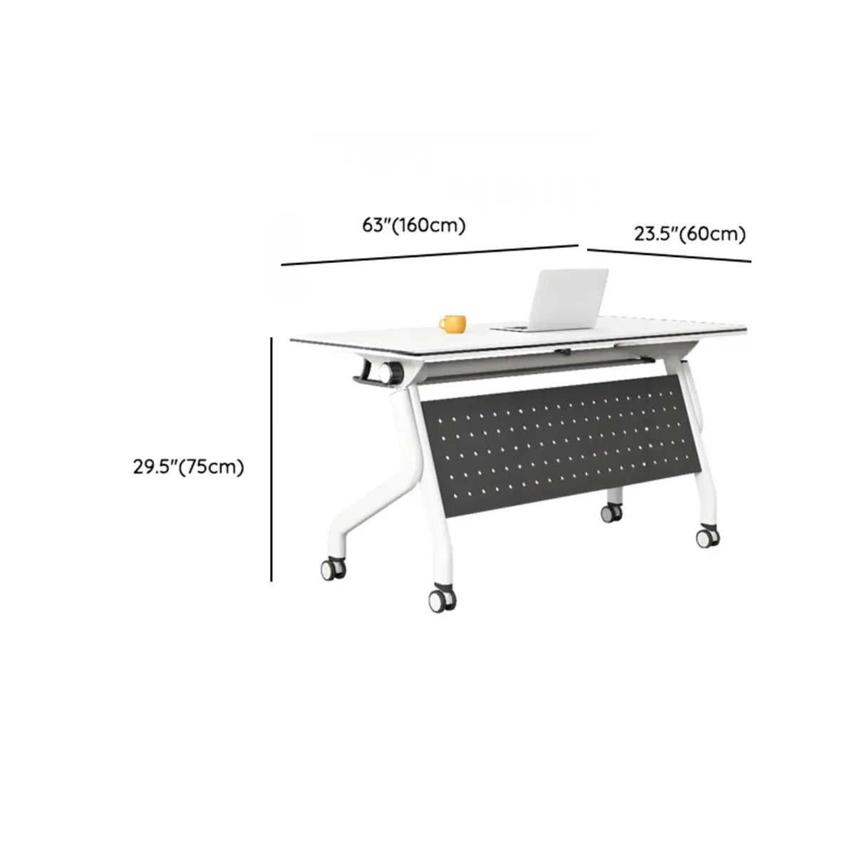 Foldable Rectangle Exterior Shelf Casters Writing Desk Image - 18