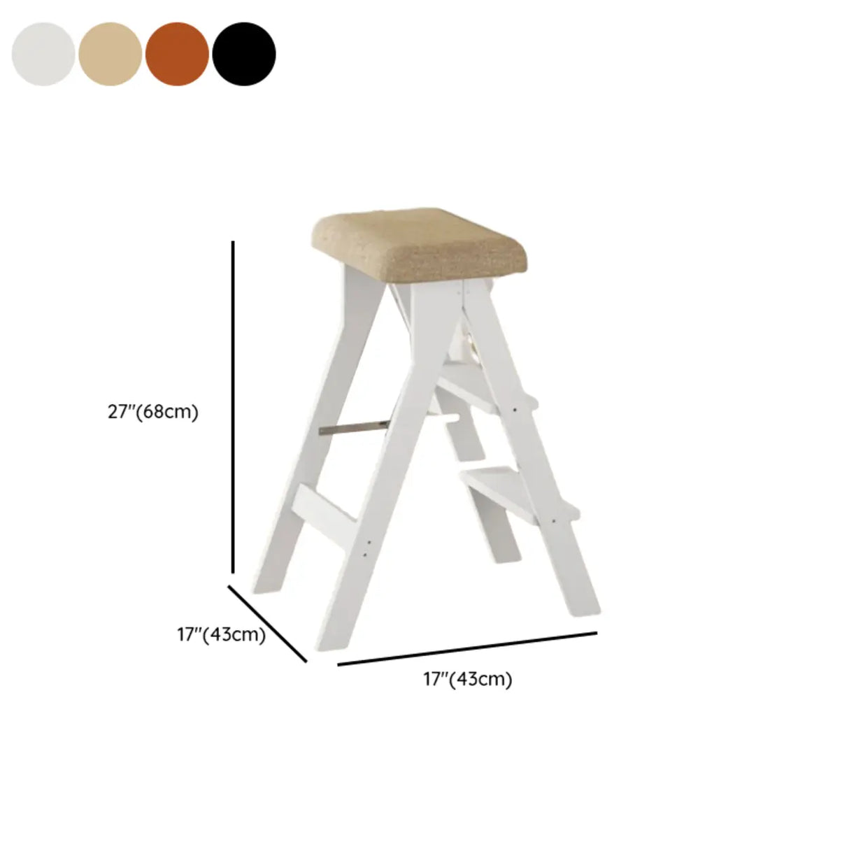 Foldable Rectangle Wooden Frame Bar Stool with Footrest Image - 16