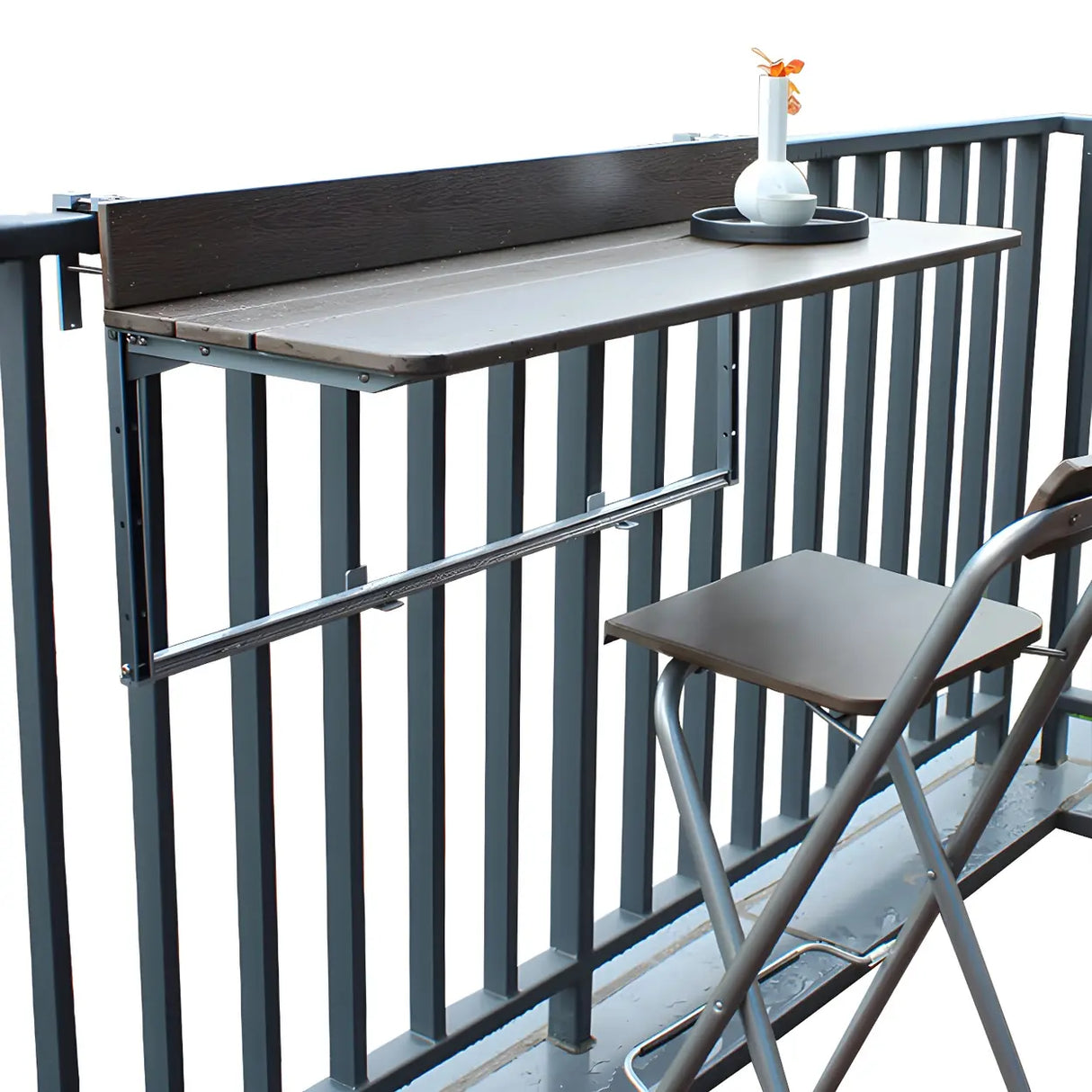 Modern Wood-Like Brown Foldable Rectangle Patio Table Image - 10