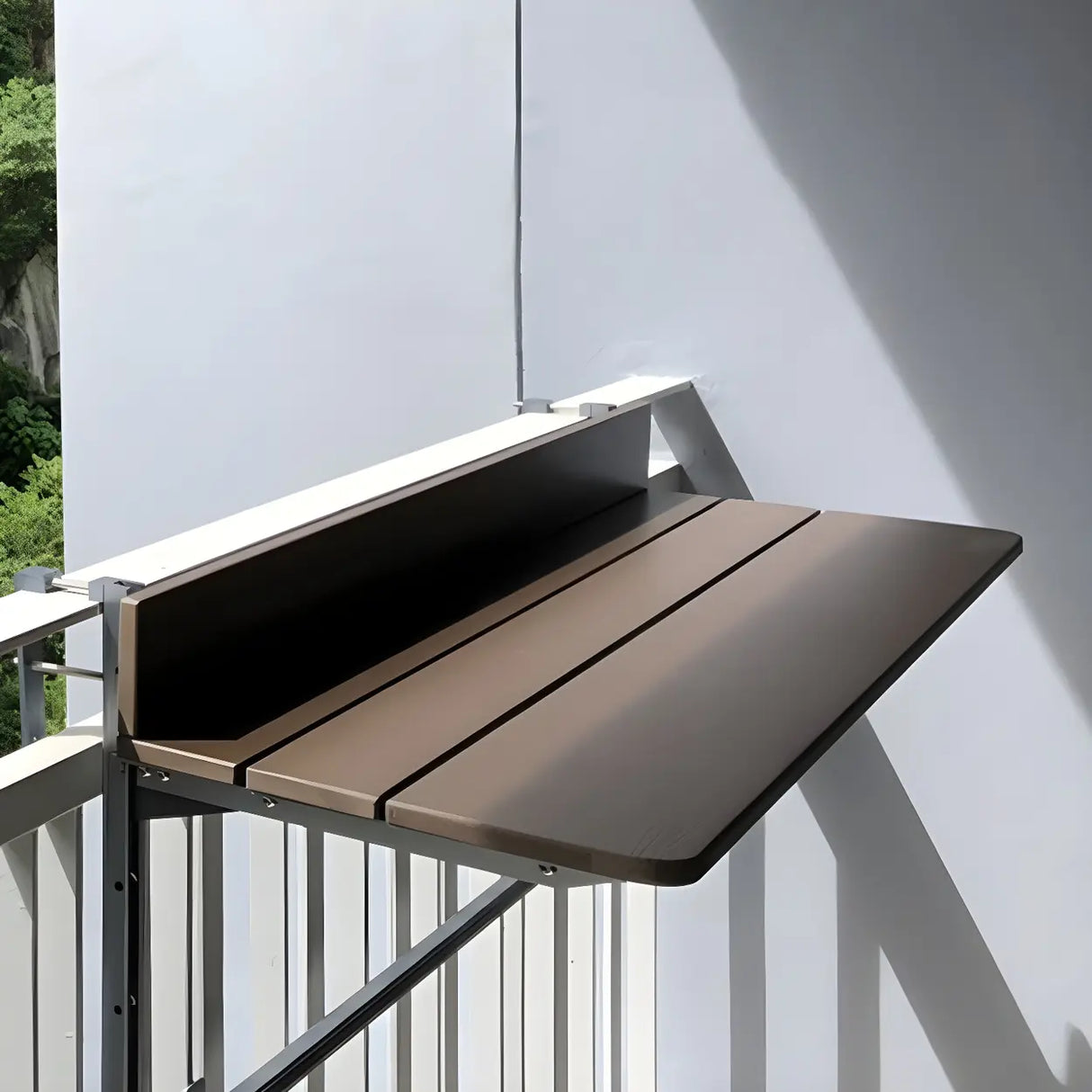 Modern Wood-Like Brown Foldable Rectangle Patio Table Image - 11