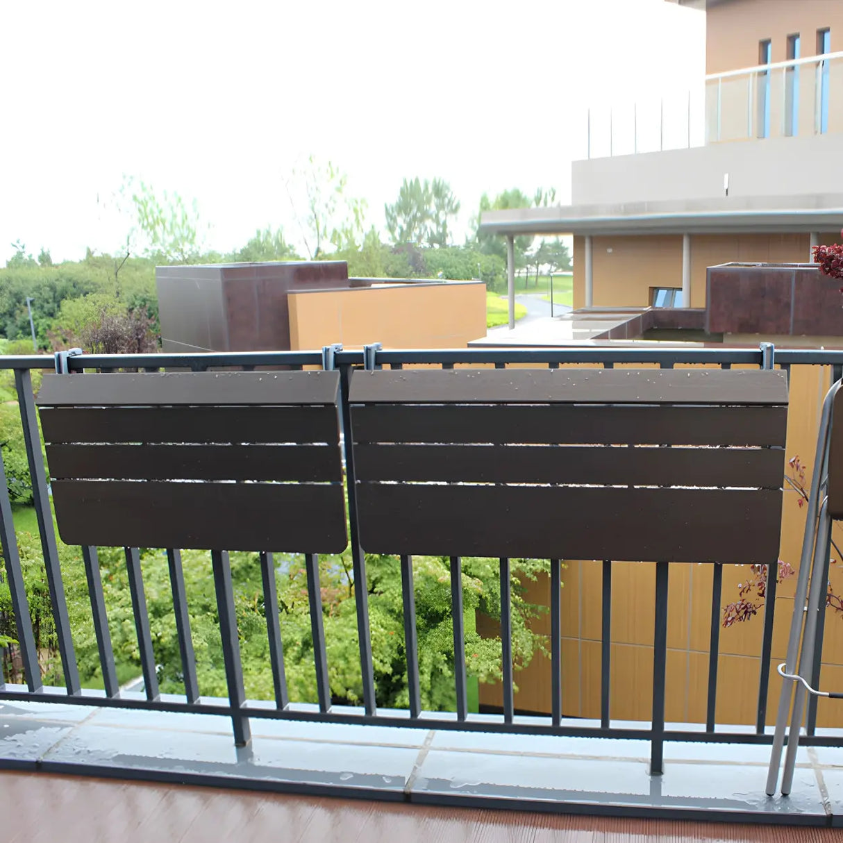 Modern Wood-Like Brown Foldable Rectangle Patio Table Image - 13