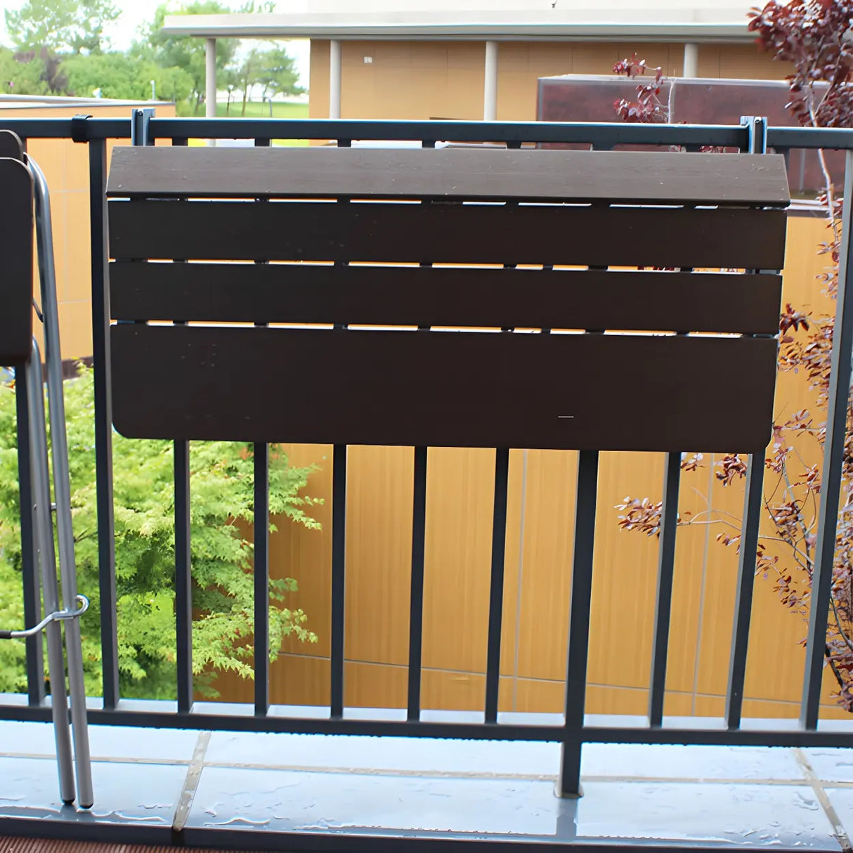 Modern Wood-Like Brown Foldable Rectangle Patio Table Image - 3