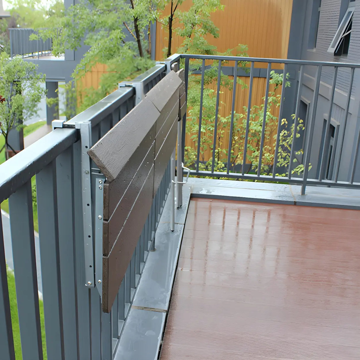 Modern Wood-Like Brown Foldable Rectangle Patio Table Image - 5