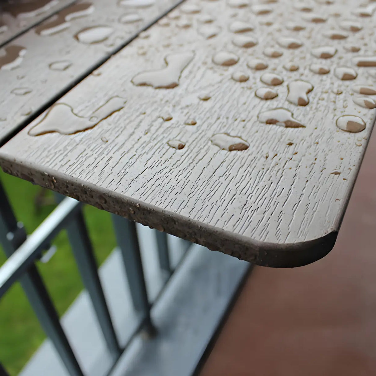 Modern Wood-Like Brown Foldable Rectangle Patio Table Image - 7