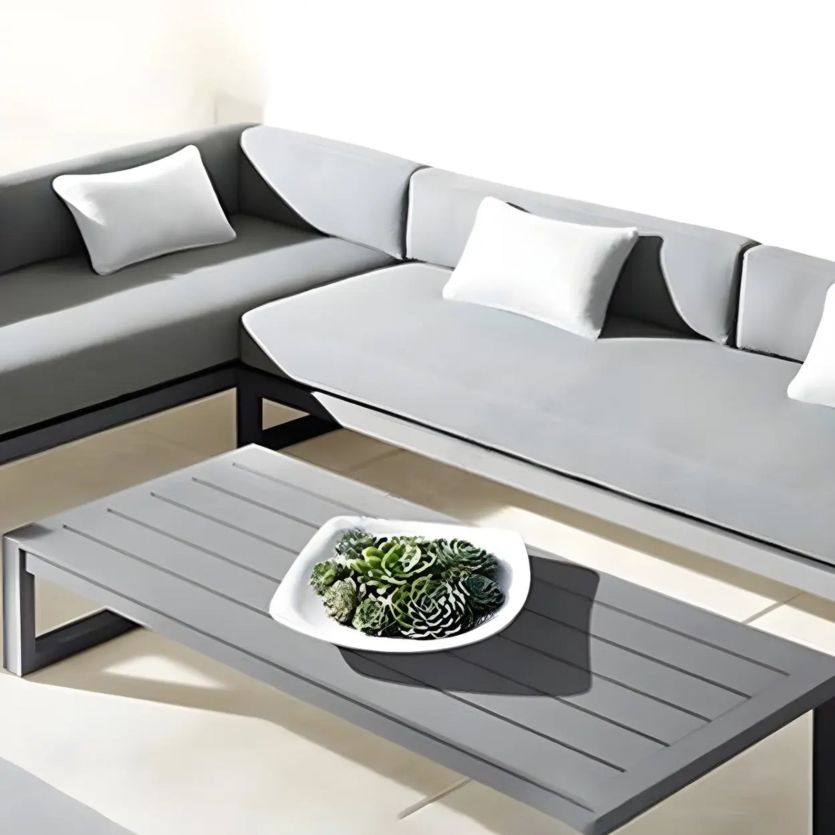 Foldable Rectangular Metal Frame Outdoor Coffee Table Image - 4