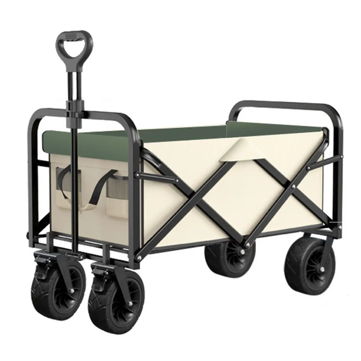 Foldable Removable Black Metal Wagon Cart with Casters Image - 11