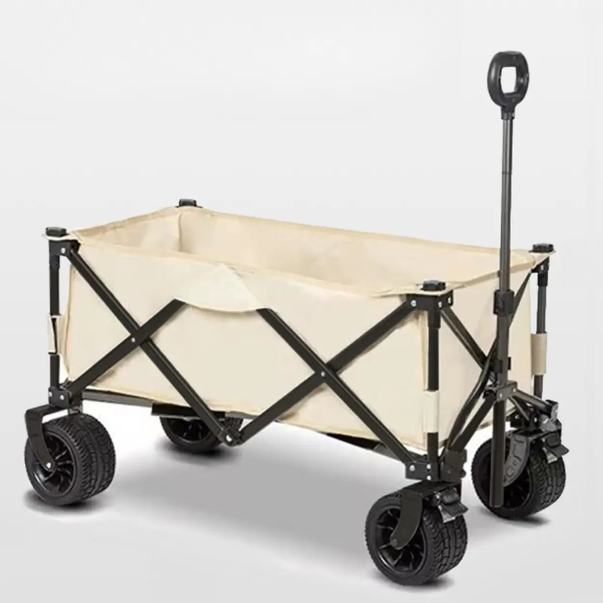 Foldable Removable Black Metal Wagon Cart with Casters Image - 12
