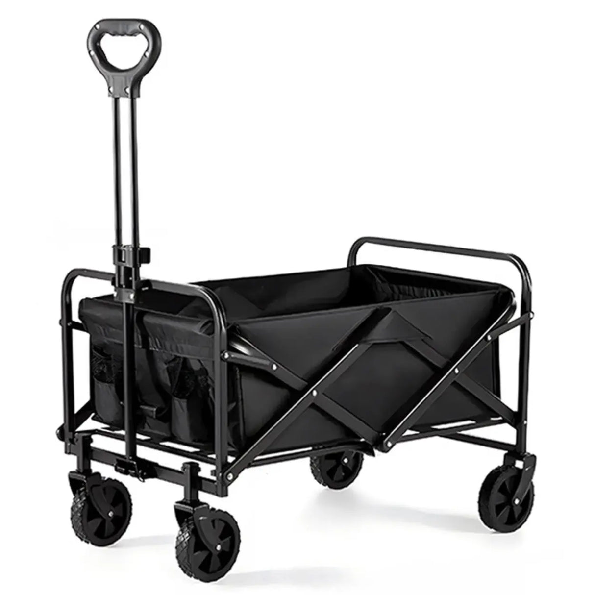 Foldable Removable Black Metal Wagon Cart with Casters Image - 13