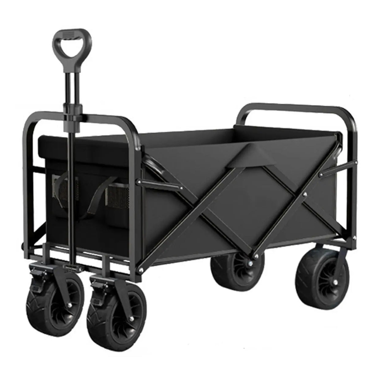 Foldable Removable Black Metal Wagon Cart with Casters Image - 14
