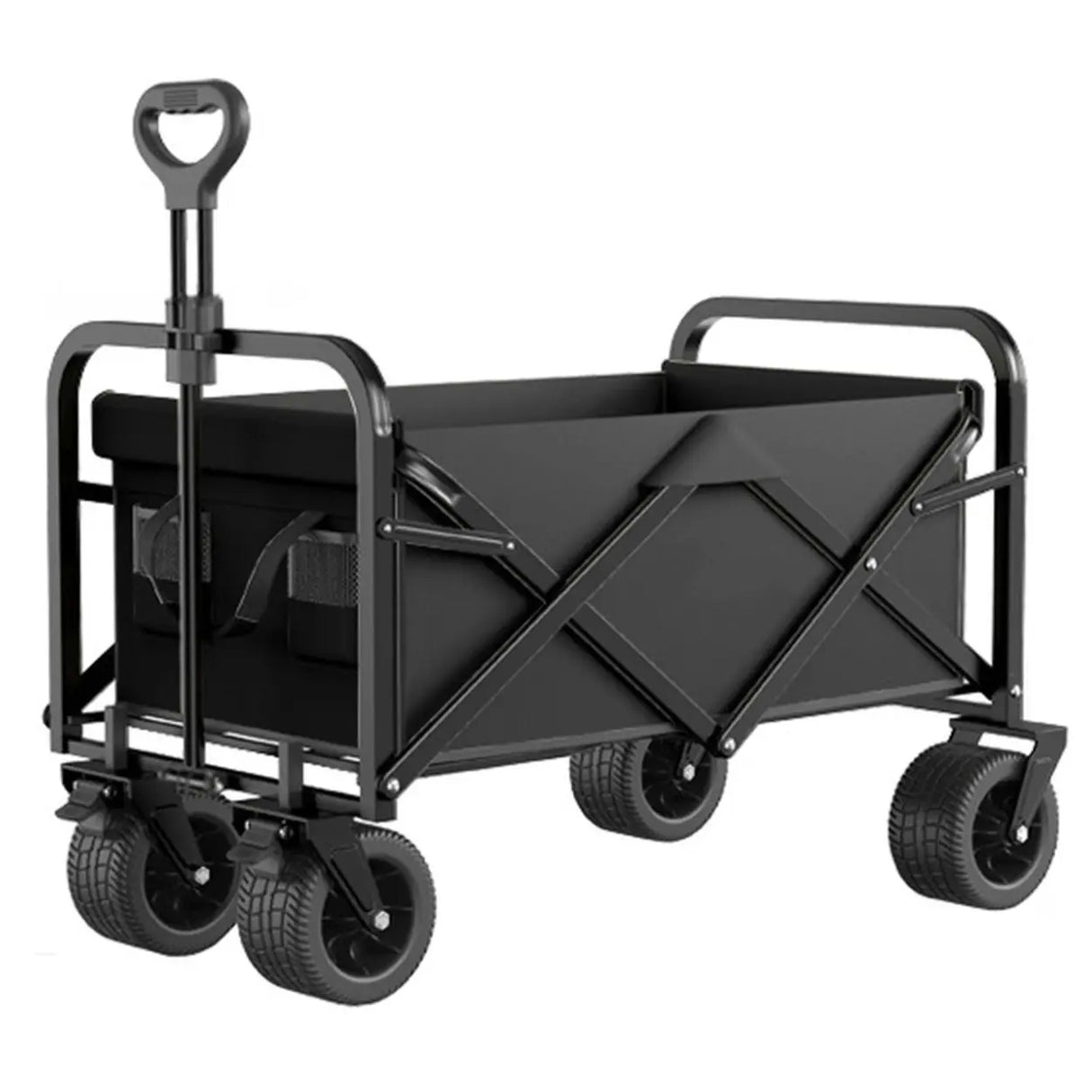 Foldable Removable Black Metal Wagon Cart with Casters Image - 15