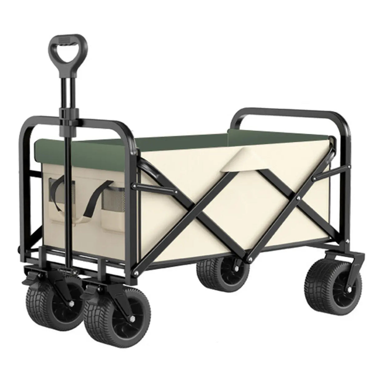 Foldable Removable Black Metal Wagon Cart with Casters Image - 16