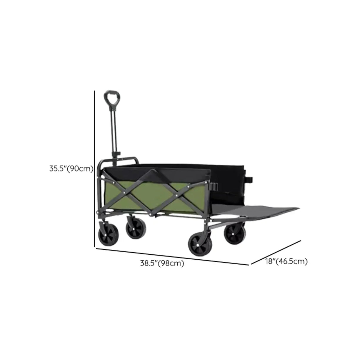 Foldable Removable Black Metal Wagon Cart with Casters Image - 18