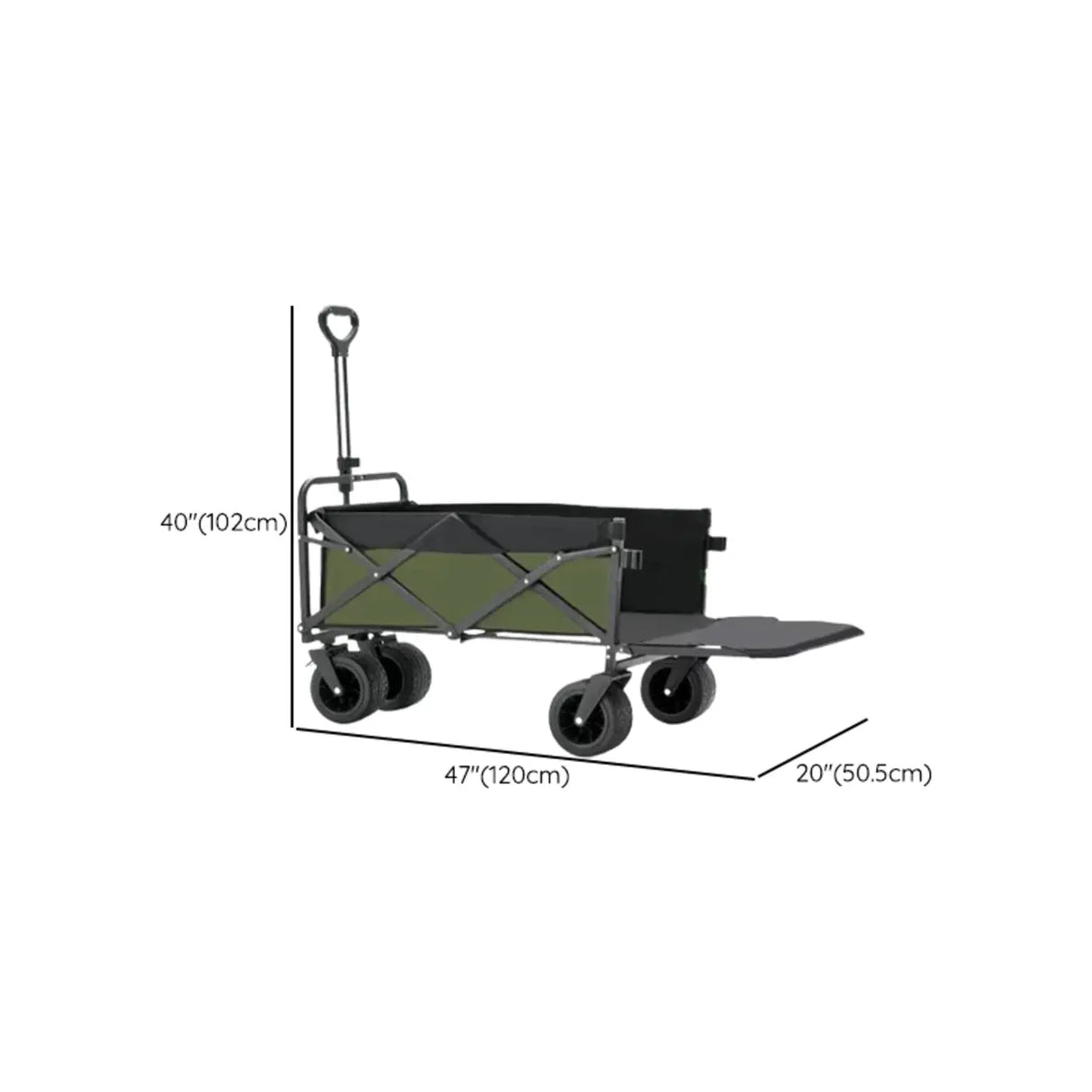 Foldable Removable Black Metal Wagon Cart with Casters Image - 19