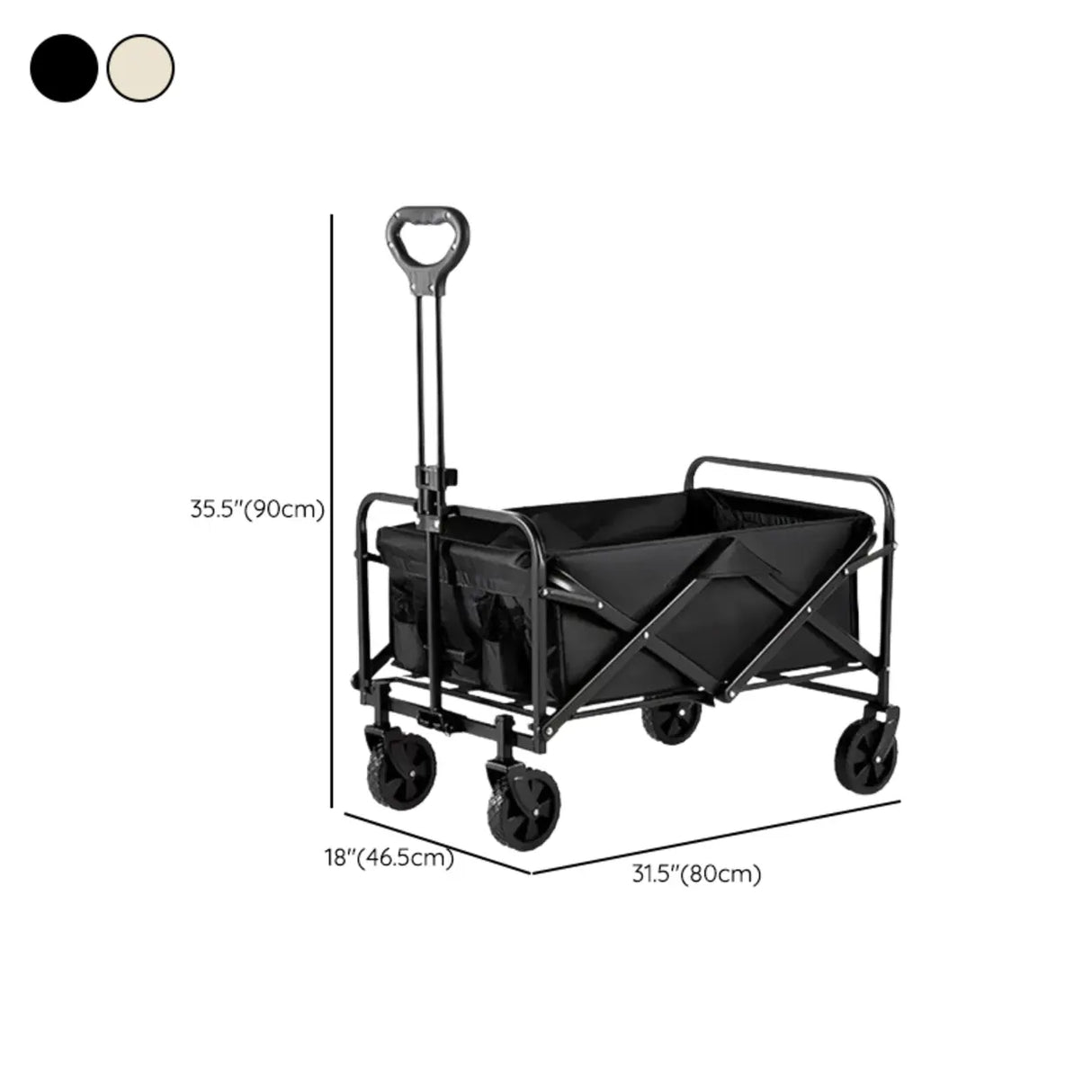 Foldable Removable Black Metal Wagon Cart with Casters Image - 20