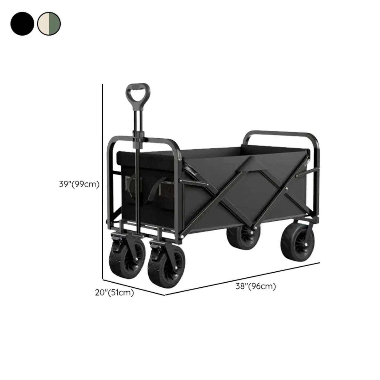 Foldable Removable Black Metal Wagon Cart with Casters Image - 21