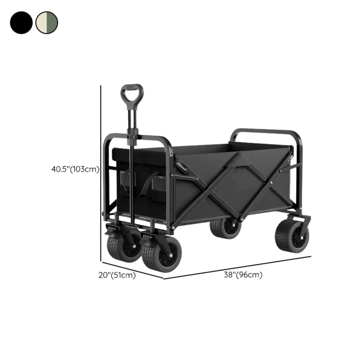 Foldable Removable Black Metal Wagon Cart with Casters Image - 22