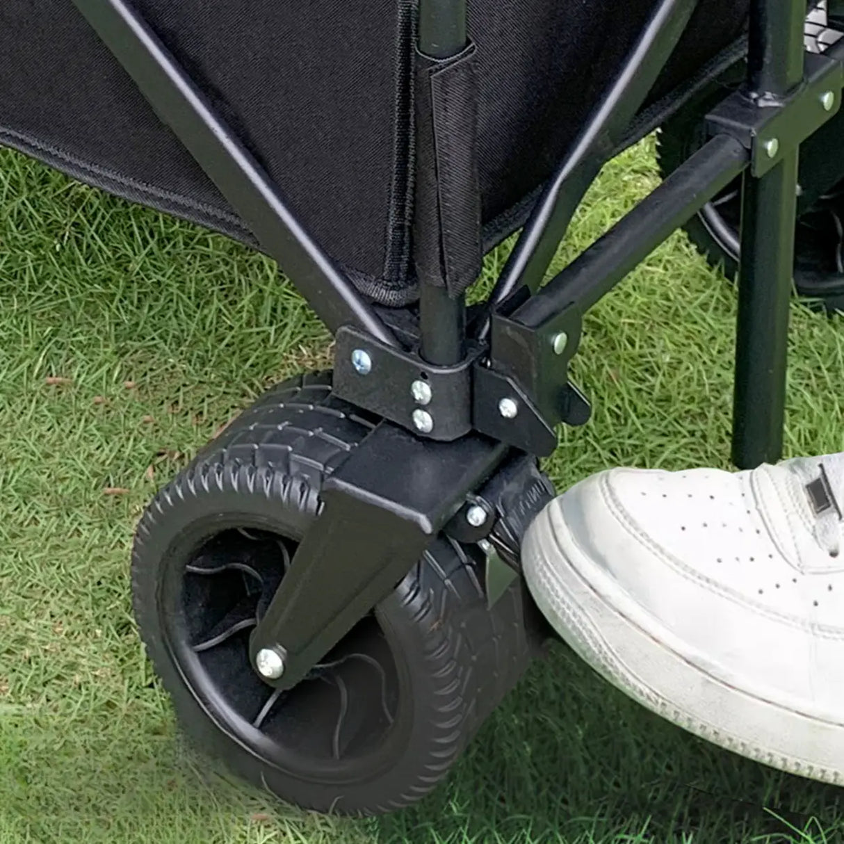 Foldable Removable Black Metal Wagon Cart with Casters Image - 5